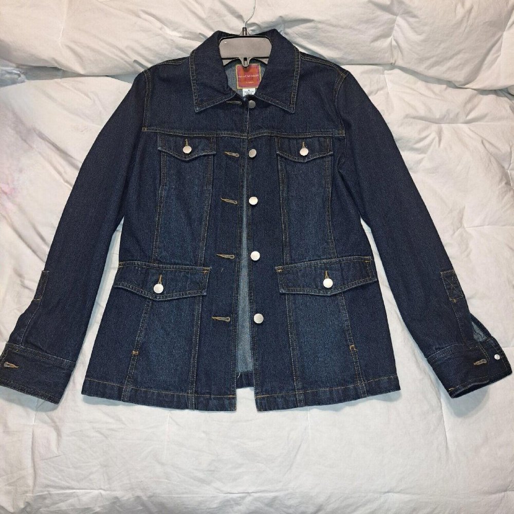 Isaac Mizrahi Womens Blue Denim Button up Jacket Size Medium